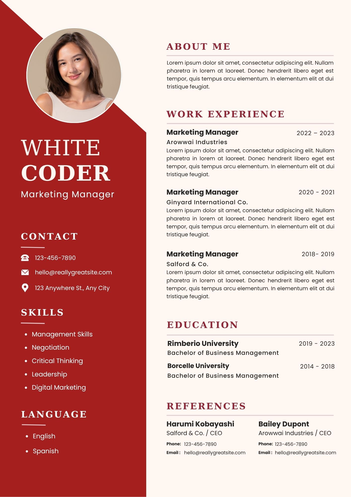 Corporate CV Template Preview
