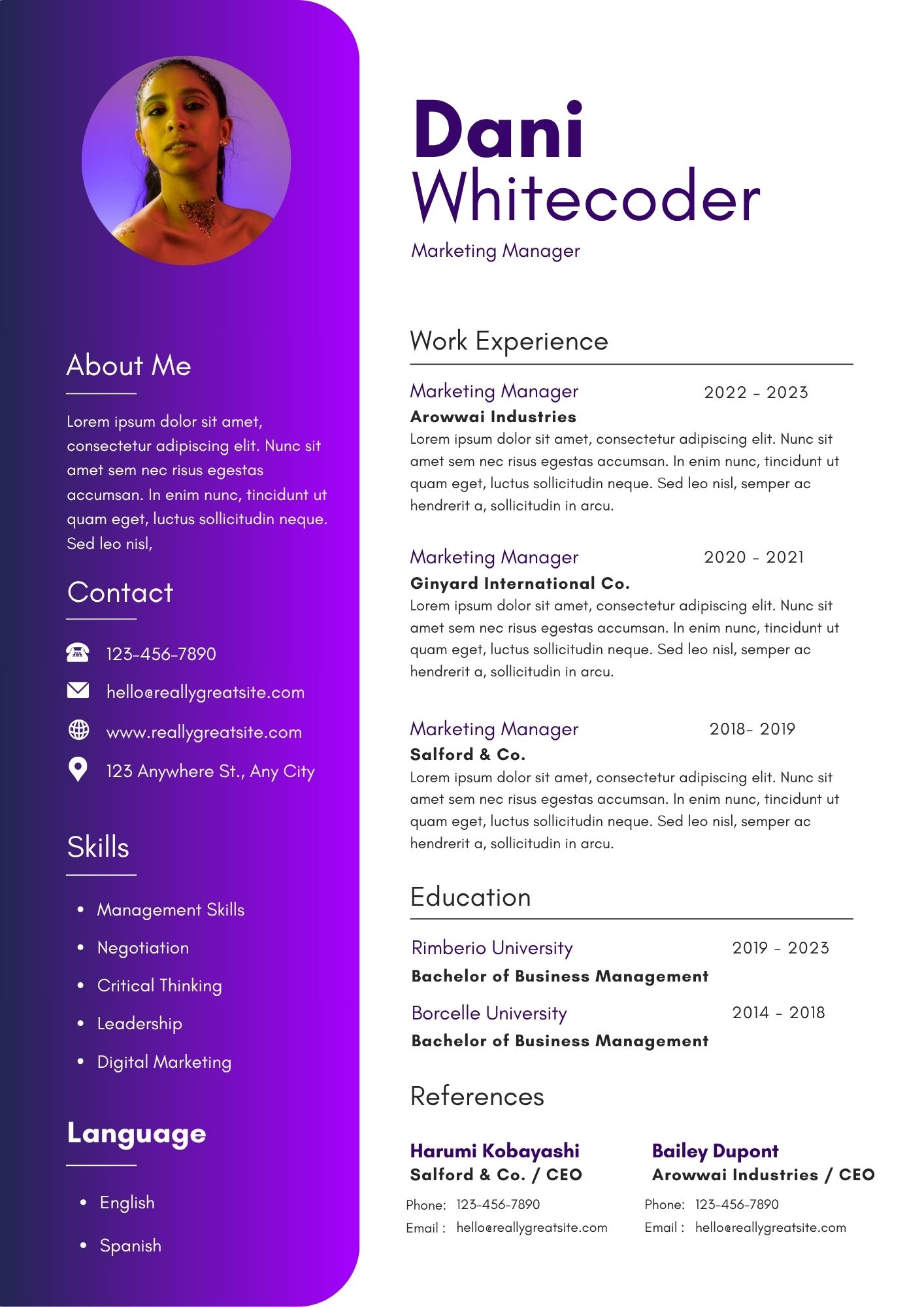 Modern CV Template Preview